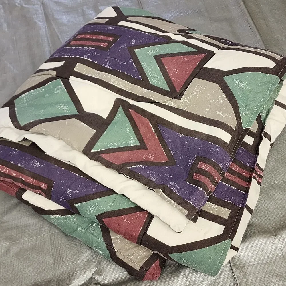 Twin Size Vintage Western Bedspread Chevron 1990s Cowboy Aztec Comforter Grandpa